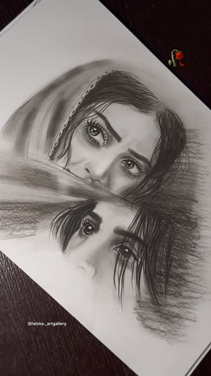 Hand-drawn artwork by Fatima, posted on Instagram